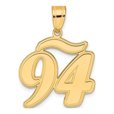 14K Yellow Gold Script Number 94 Pendant