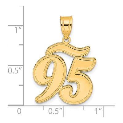 14K Yellow Gold Script Number 95 Pendant – view 5