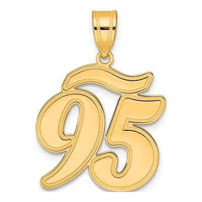14K Yellow Gold Script Number 95 Pendant