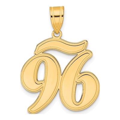 14K Yellow Gold Script Number 96 Pendant