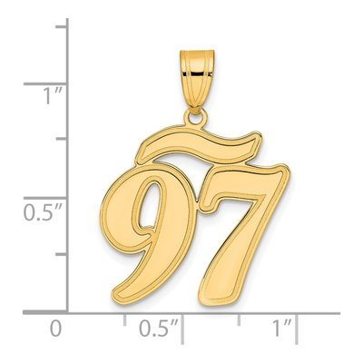 14K Yellow Gold Script Number 97 Pendant – view 5