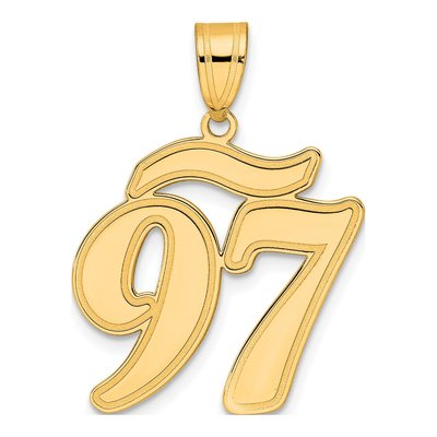 14K Yellow Gold Script Number 97 Pendant