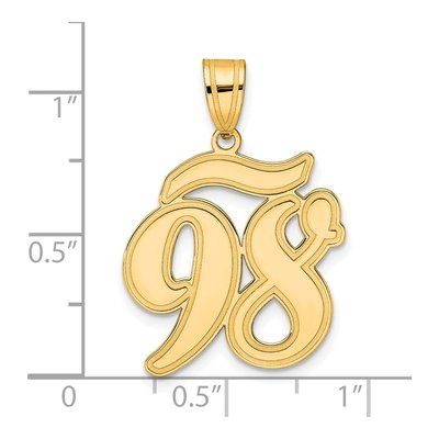 14K Yellow Gold Script Number 98 Pendant – view 5