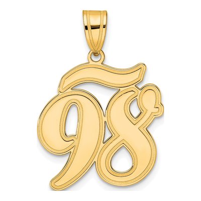 14K Yellow Gold Script Number 98 Pendant