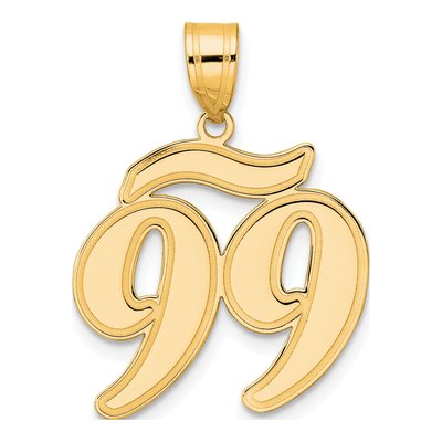 14K Yellow Gold Script Number 99 Pendant