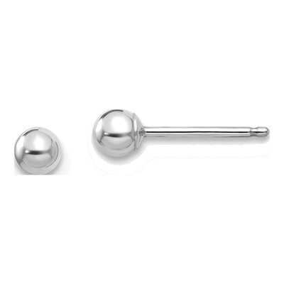 14K White Gold Ball Stud Earrings