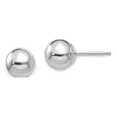 14K White Gold Ball Stud Earrings