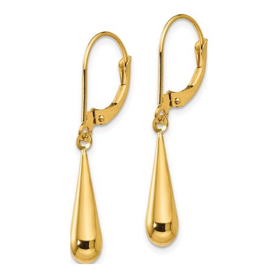 14K Yellow Gold Teardrop Leverback Earrings – view 3