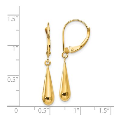 14K Yellow Gold Teardrop Leverback Earrings – view 5