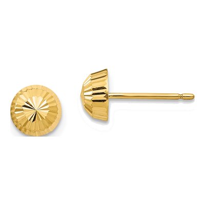 14K Yellow Gold Swirl Button Stud Earrings