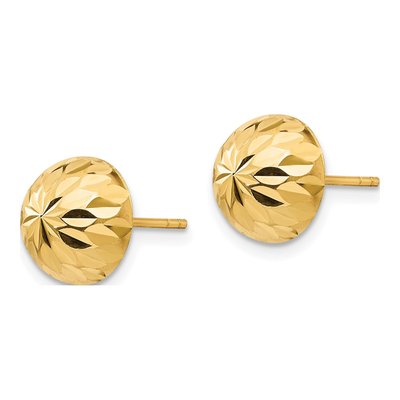 14K Yellow Gold Diamond-Cut Button Stud Earrings – view 3