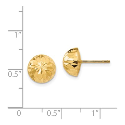 14K Yellow Gold Diamond-Cut Button Stud Earrings – view 5