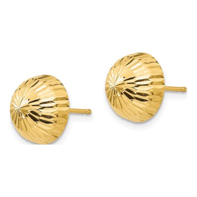 14K Yellow Gold Diamond-Cut Button Stud Earrings – view 3