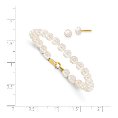 Girls' 14K Gold Pearl Bracelet & Earring Set – view 4