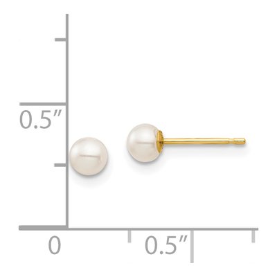 14K Yellow Gold Round Freshwater Cultured Pearl Stud Earrings – view 4