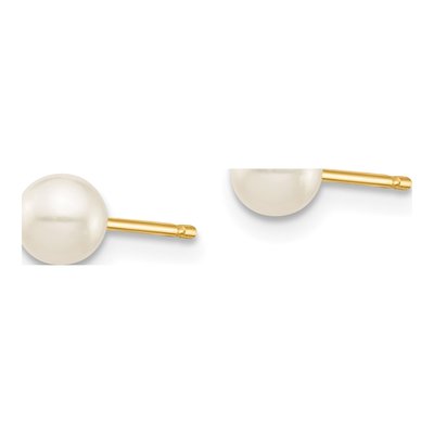 14K Yellow Gold Round Freshwater Cultured Pearl Stud Earrings – view 2