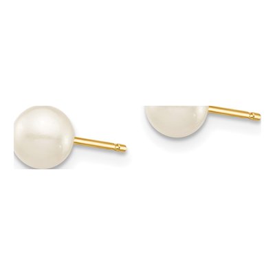 14K Yellow Gold Round Freshwater Cultured Pearl Stud Earrings – view 2