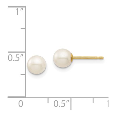 14K Yellow Gold Round Freshwater Cultured Pearl Stud Earrings – view 4