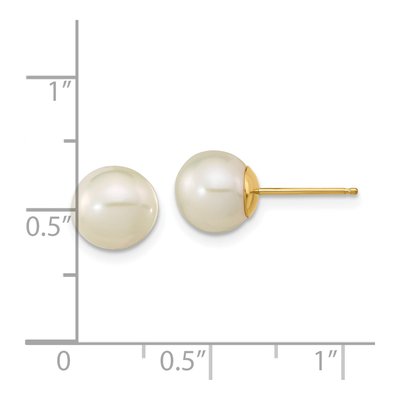 14K Yellow Gold Round Freshwater Cultured Pearl Kids' Stud Earrings – view 4
