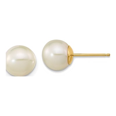 14K Yellow Gold Round Freshwater Cultured Pearl Kids' Stud Earrings