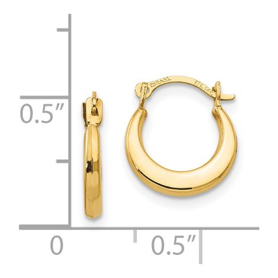 14K Yellow Gold 12mm Small Hoop Earrings – view 5