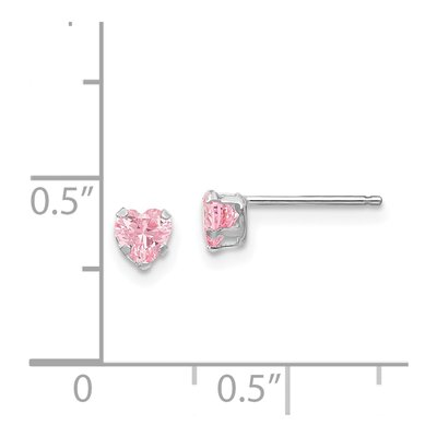 14K White Gold 4mm CZ Heart Stud Earrings – view 5