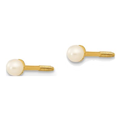 14K Yellow Gold Button Freshwater Cultured Pearl Screwback Stud Earrings – view 2
