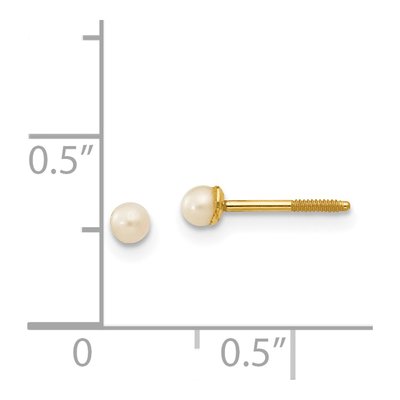 14K Yellow Gold Button Freshwater Cultured Pearl Screwback Stud Earrings – view 4