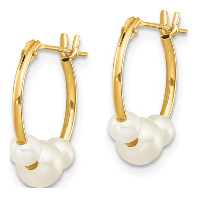 14K Yellow Gold 15mm Freshwater Cultured Pearl Hoop Earrings – view 2