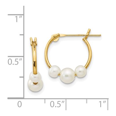 14K Yellow Gold 15mm Freshwater Cultured Pearl Hoop Earrings – view 4