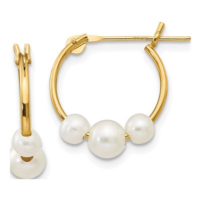 14K Yellow Gold 15mm Freshwater Cultured Pearl Hoop Earrings