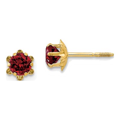 14K Yellow Gold 4mm CZ January Birthstone Stud Earrings