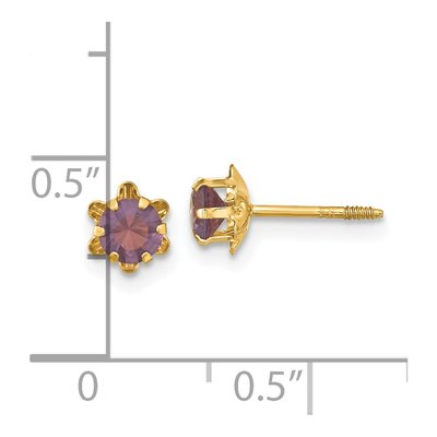 14K Yellow Gold 4mm CZ February Birthstone Stud Earrings – view 4