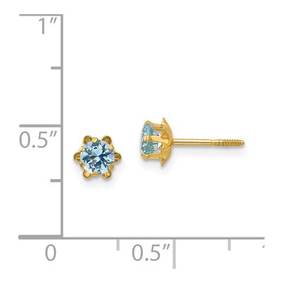 14K Yellow Gold 4mm CZ March Birthstone Screwback Stud Earrings – view 5