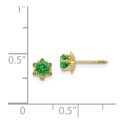 14K Yellow Gold 4mm CZ May Birthstone Stud Earrings – view 5