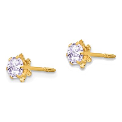 14K Yellow Gold 4mm CZ June Birthstone Screwback Stud Earrings – view 3