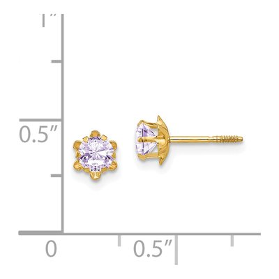 14K Yellow Gold 4mm CZ June Birthstone Screwback Stud Earrings – view 5
