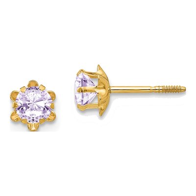 14K Yellow Gold 4mm CZ June Birthstone Screwback Stud Earrings