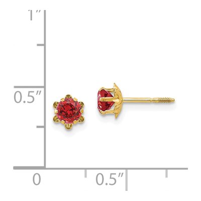 14K Yellow Gold 4mm CZ July Birthstone Screwback Stud Earrings – view 5