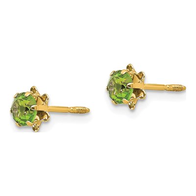 14K Yellow Gold 4mm CZ August Birthstone Stud Earrings – view 3