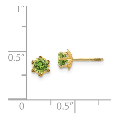 14K Yellow Gold 4mm CZ August Birthstone Stud Earrings – view 5