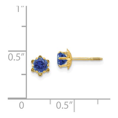 14K Yellow Gold 4mm CZ September Birthstone Stud Earrings – view 5