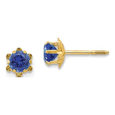 14K Yellow Gold 4mm CZ September Birthstone Stud Earrings
