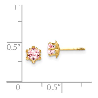14K Yellow Gold 4mm CZ October Birthstone Stud Earrings – view 5