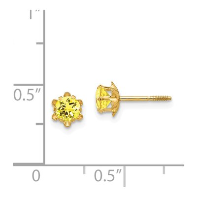 14K Yellow Gold 4mm CZ November Birthstone Stud Earrings – view 5
