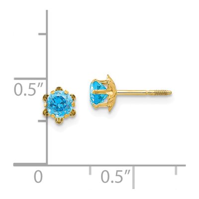 14K Yellow Gold CZ December Birthstone Stud Earrings – view 5