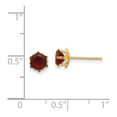 14K Yellow Gold 5mm CZ January Birthstone Stud Earrings – view 3
