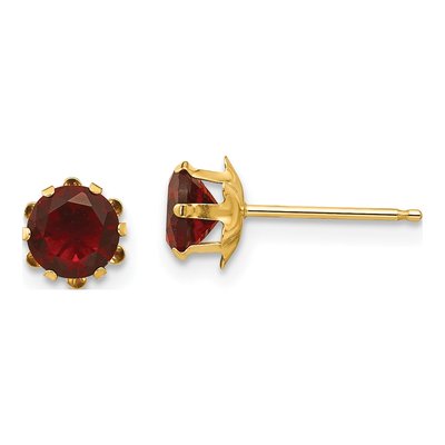 14K Yellow Gold 5mm CZ January Birthstone Stud Earrings