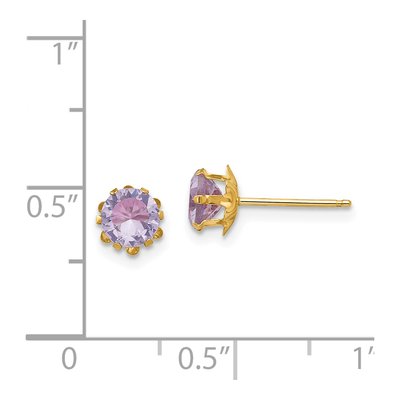 14K Yellow Gold 5mm CZ February Birthstone Stud Earrings – view 3