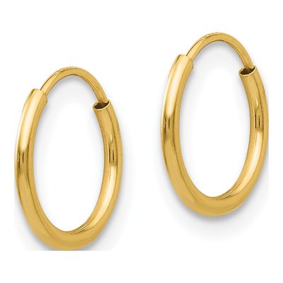 14K Yellow Gold 10mm Endless Hoop Earrings – view 2